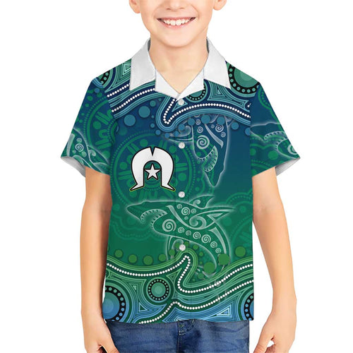 Torres Strait Islands Hawaiian Shirt Shark Indigenous Australian Tribal Dot Art