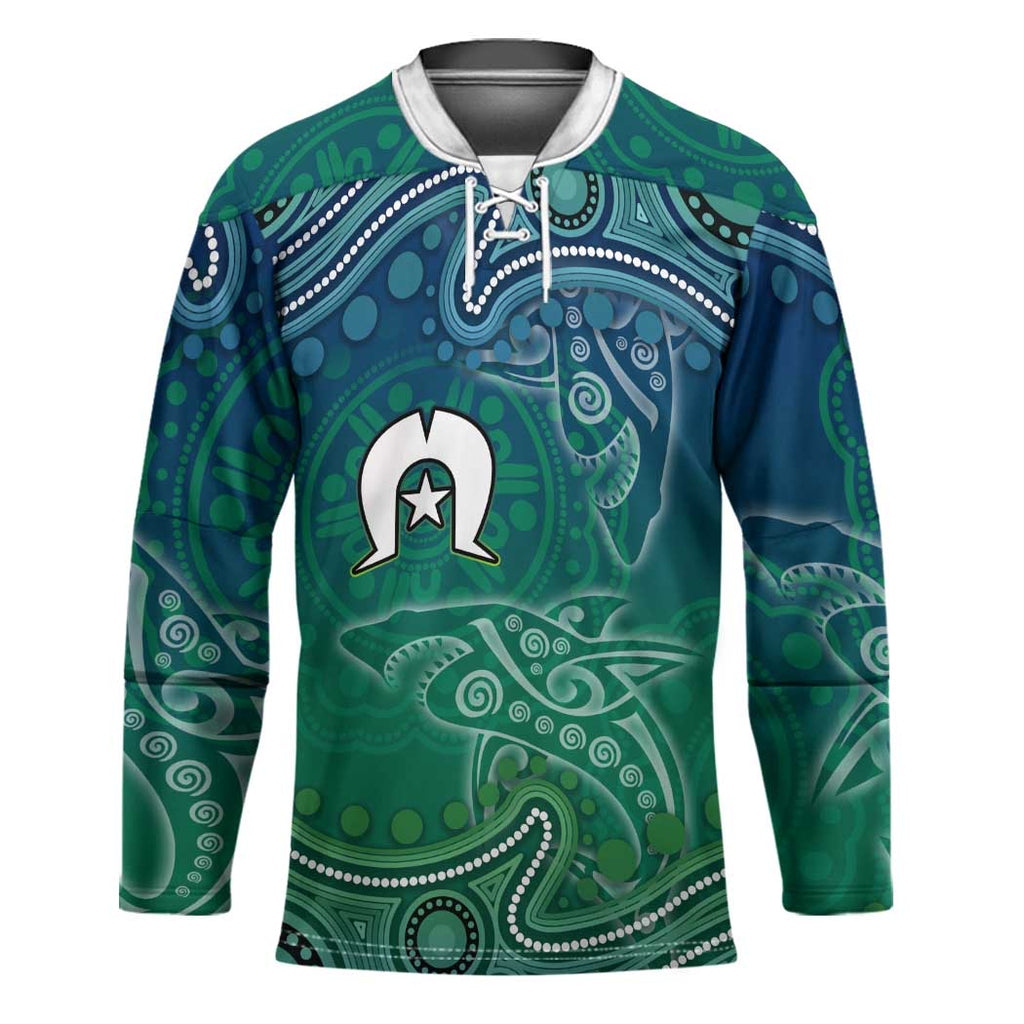 Torres Strait Islands Hockey Jersey Shark Indigenous Australian Tribal Dot Art