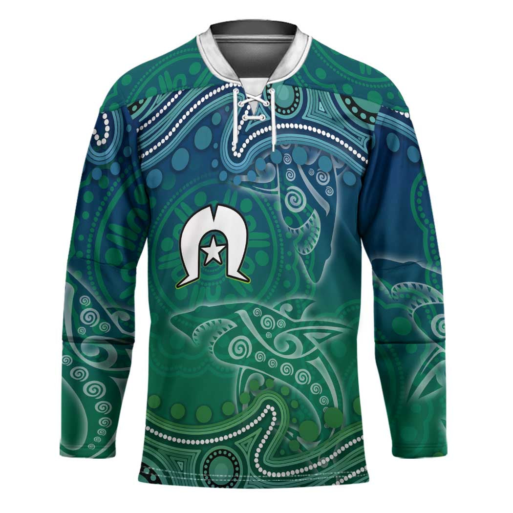 Torres Strait Islands Hockey Jersey Shark Indigenous Australian Tribal Dot Art