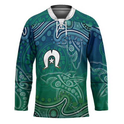Torres Strait Islands Hockey Jersey Shark Indigenous Australian Tribal Dot Art