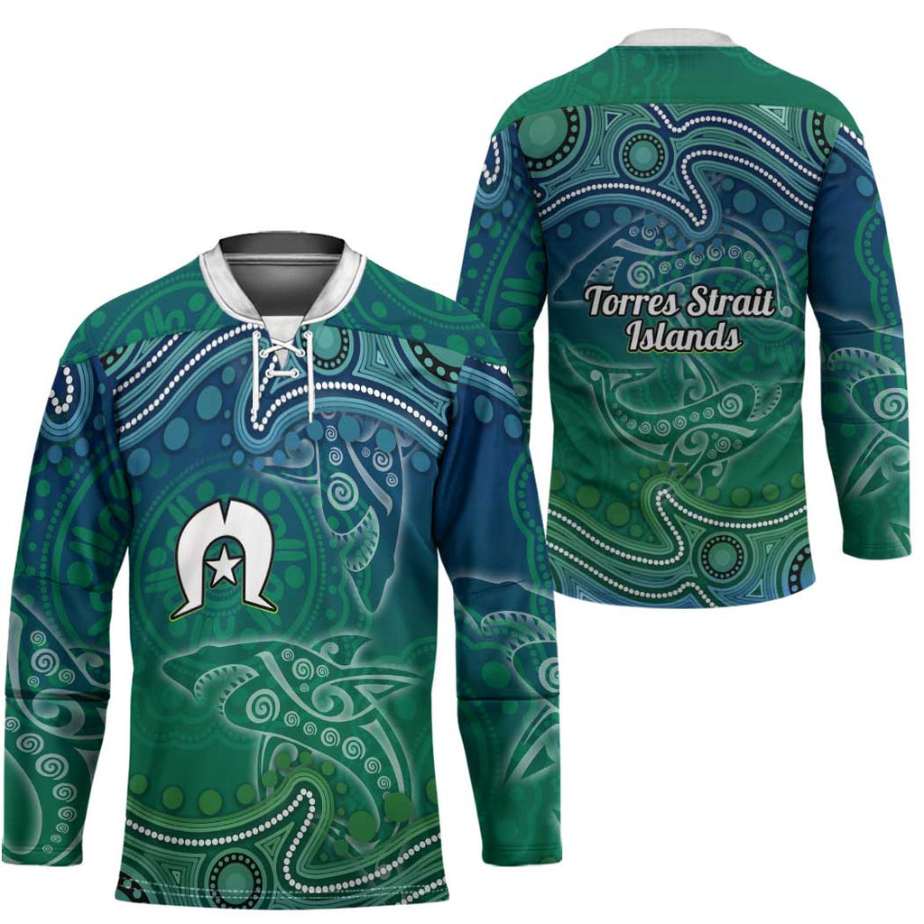 Torres Strait Islands Hockey Jersey Shark Indigenous Australian Tribal Dot Art