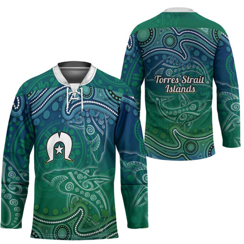 Torres Strait Islands Hockey Jersey Shark Indigenous Australian Tribal Dot Art