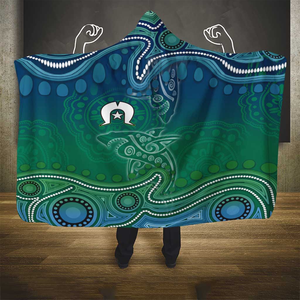 Torres Strait Islands Hooded Blanket Shark Indigenous Australian Tribal Dot Art