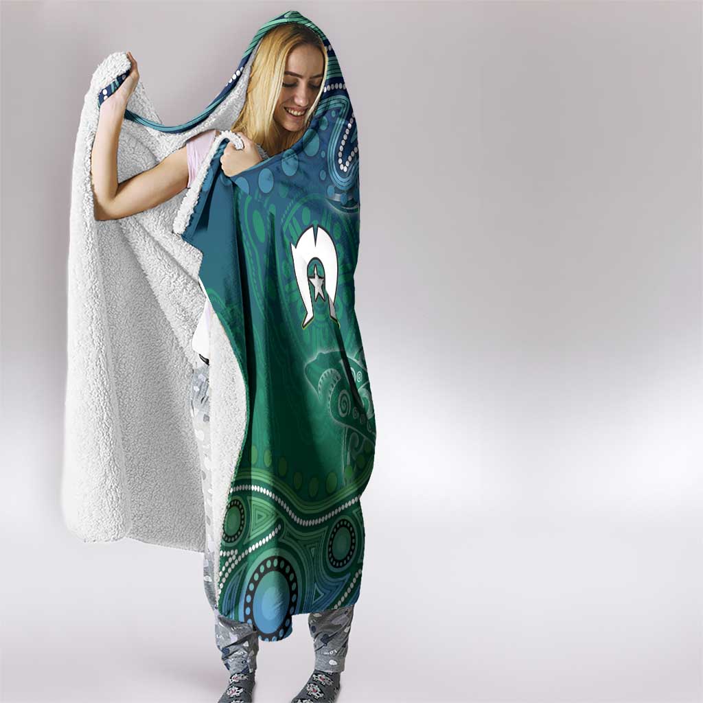 Torres Strait Islands Hooded Blanket Shark Indigenous Australian Tribal Dot Art