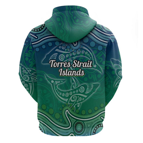 Torres Strait Islands Hoodie Shark Indigenous Australian Tribal Dot Art