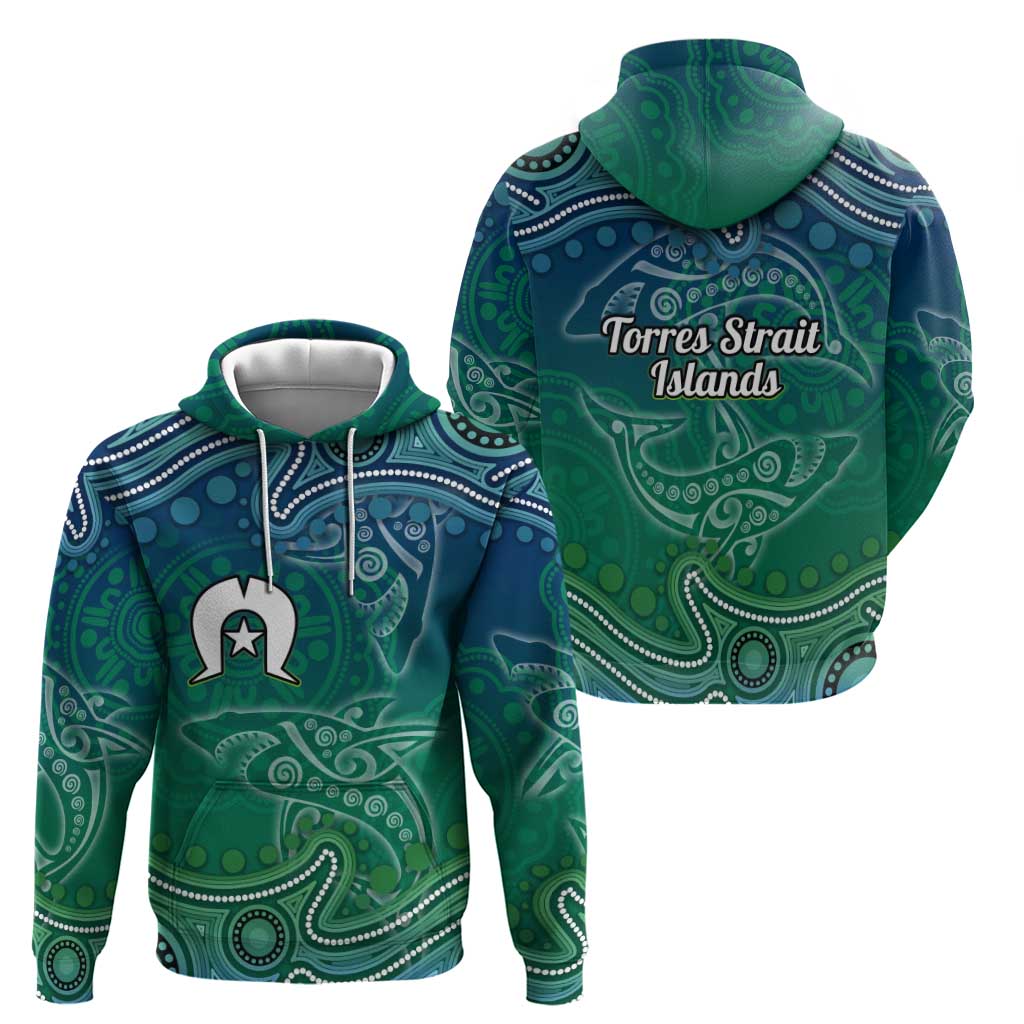 Torres Strait Islands Hoodie Shark Indigenous Australian Tribal Dot Art