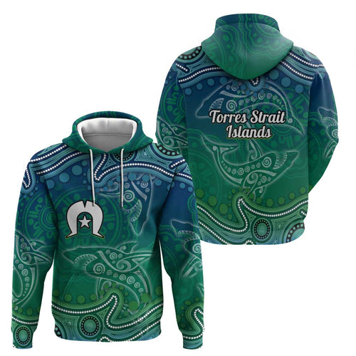Torres Strait Islands Hoodie Shark Indigenous Australian Tribal Dot Art
