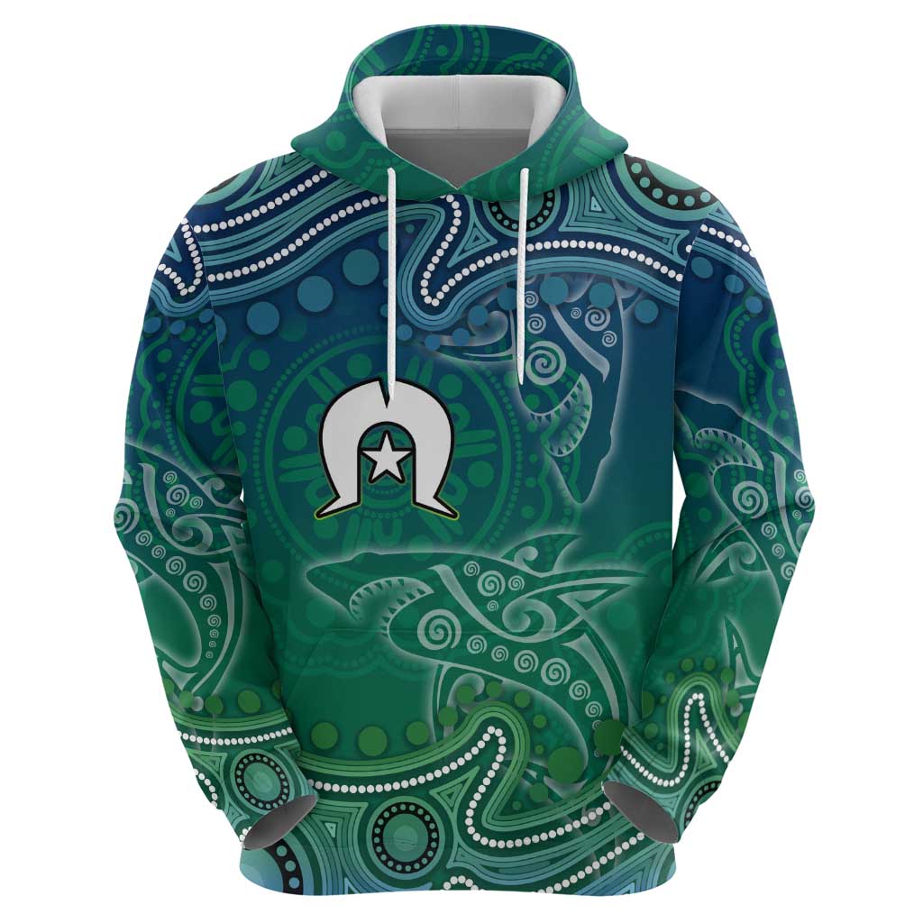 Torres Strait Islands Hoodie Shark Indigenous Australian Tribal Dot Art
