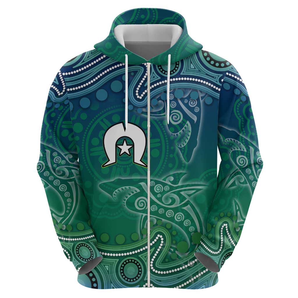 Torres Strait Islands Hoodie Shark Indigenous Australian Tribal Dot Art