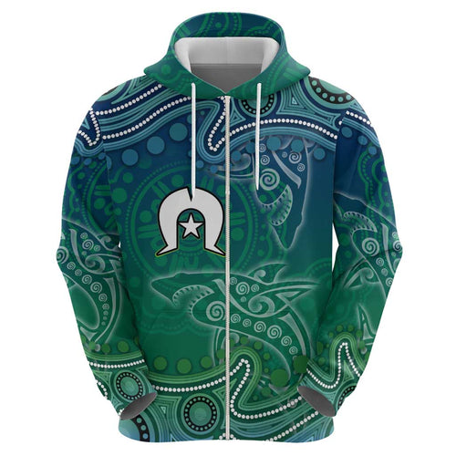 Torres Strait Islands Hoodie Shark Indigenous Australian Tribal Dot Art