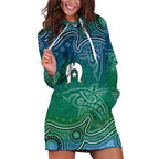 Torres Strait Islands Hoodie Dress Shark Indigenous Australian Tribal Dot Art