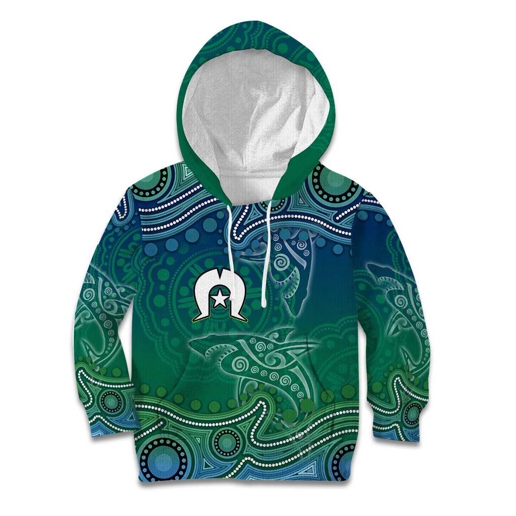 Torres Strait Islands Kid Hoodie Shark Indigenous Australian Tribal Dot Art