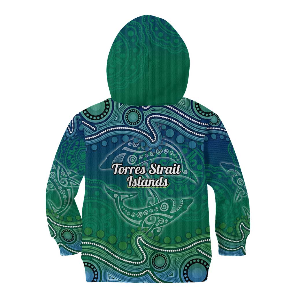 Torres Strait Islands Kid Hoodie Shark Indigenous Australian Tribal Dot Art