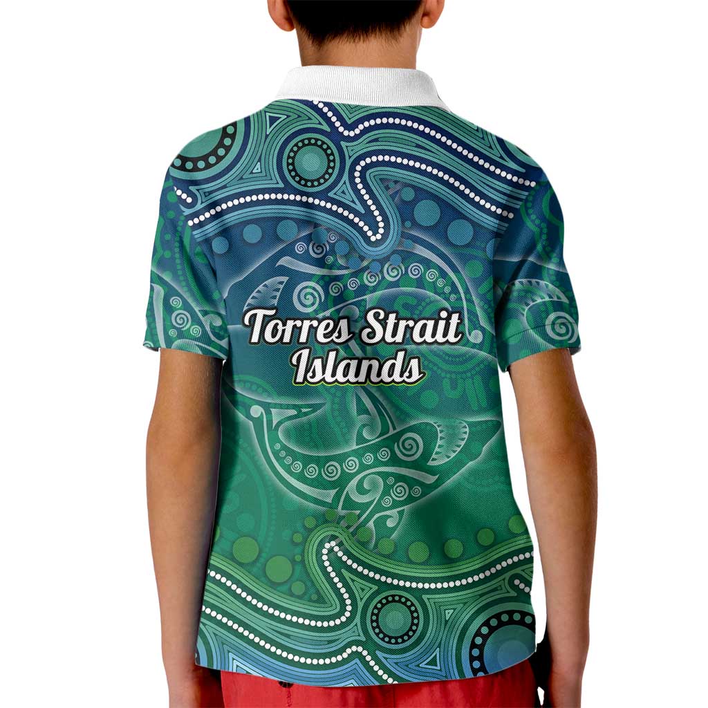 Torres Strait Islands Kid Polo Shirt Shark Indigenous Australian Tribal Dot Art