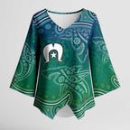 Torres Strait Islands Kimono Sleeve Blouse Shark Indigenous Australian Tribal Dot Art