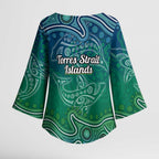 Torres Strait Islands Kimono Sleeve Blouse Shark Indigenous Australian Tribal Dot Art