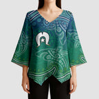 Torres Strait Islands Kimono Sleeve Blouse Shark Indigenous Australian Tribal Dot Art
