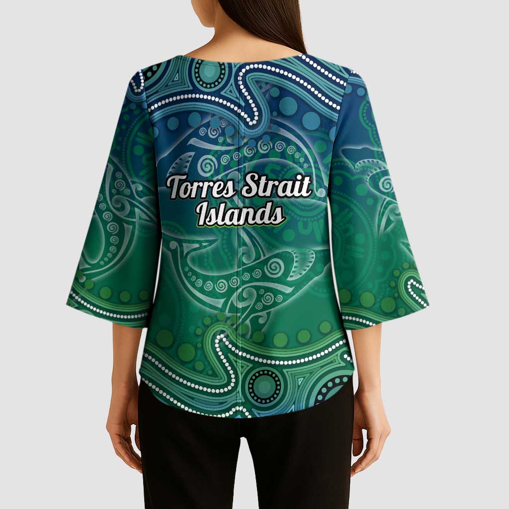 Torres Strait Islands Kimono Sleeve Blouse Shark Indigenous Australian Tribal Dot Art