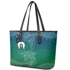 Torres Strait Islands Leather Tote Bag Shark Indigenous Australian Tribal Dot Art