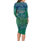 Torres Strait Islands Long Sleeve Bodycon Dress Shark Indigenous Australian Tribal Dot Art