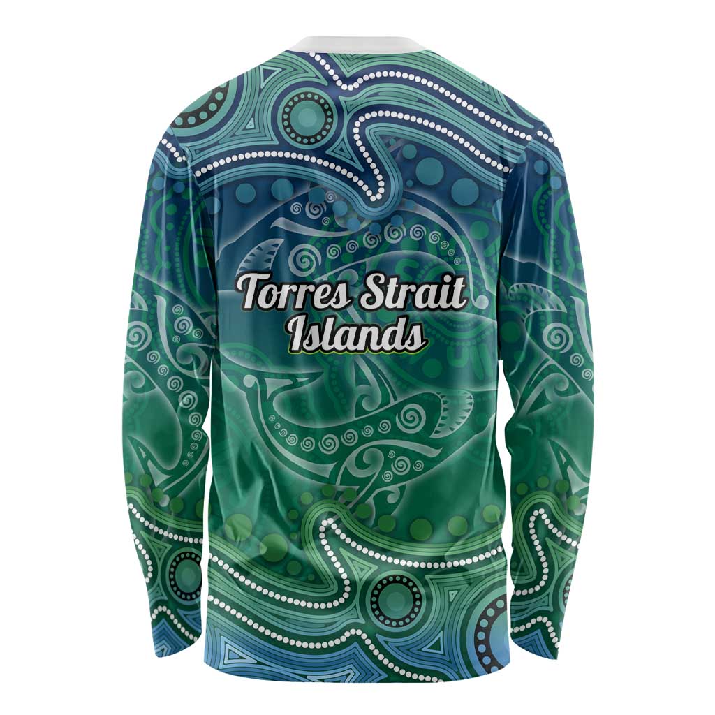 Torres Strait Islands Long Sleeve Shirt Shark Indigenous Australian Tribal Dot Art