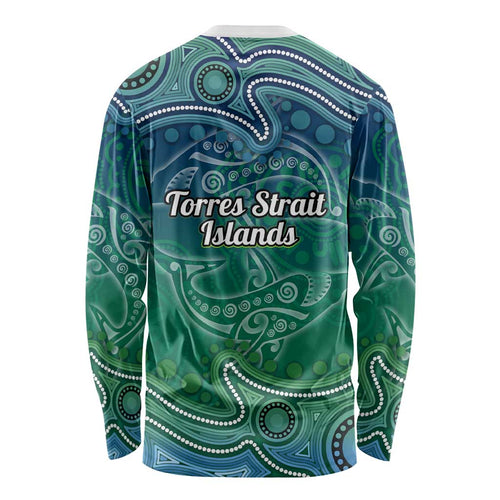 Torres Strait Islands Long Sleeve Shirt Shark Indigenous Australian Tribal Dot Art