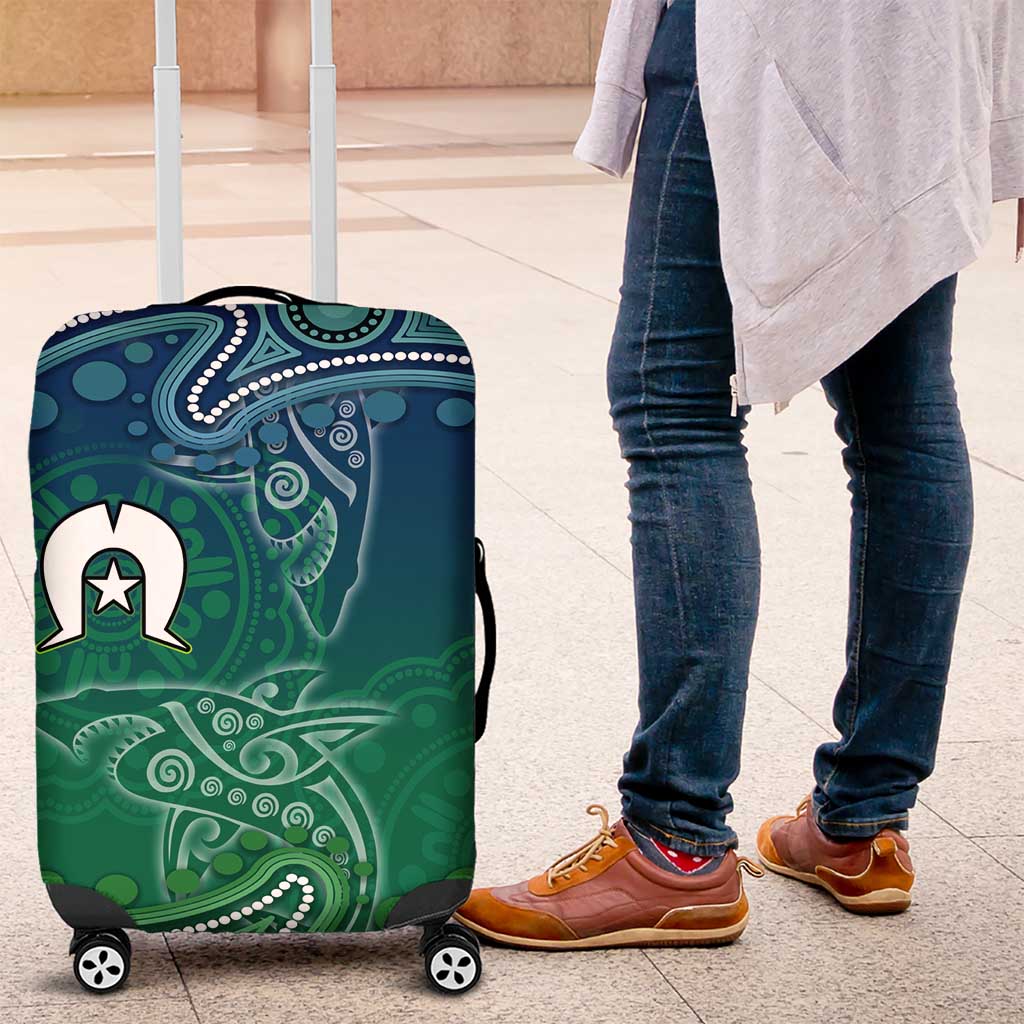 Torres Strait Islands Luggage Cover Shark Indigenous Australian Tribal Dot Art