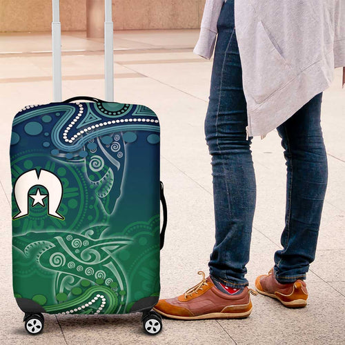 Torres Strait Islands Luggage Cover Shark Indigenous Australian Tribal Dot Art