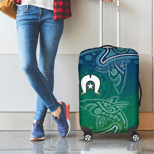 Torres Strait Islands Luggage Cover Shark Indigenous Australian Tribal Dot Art