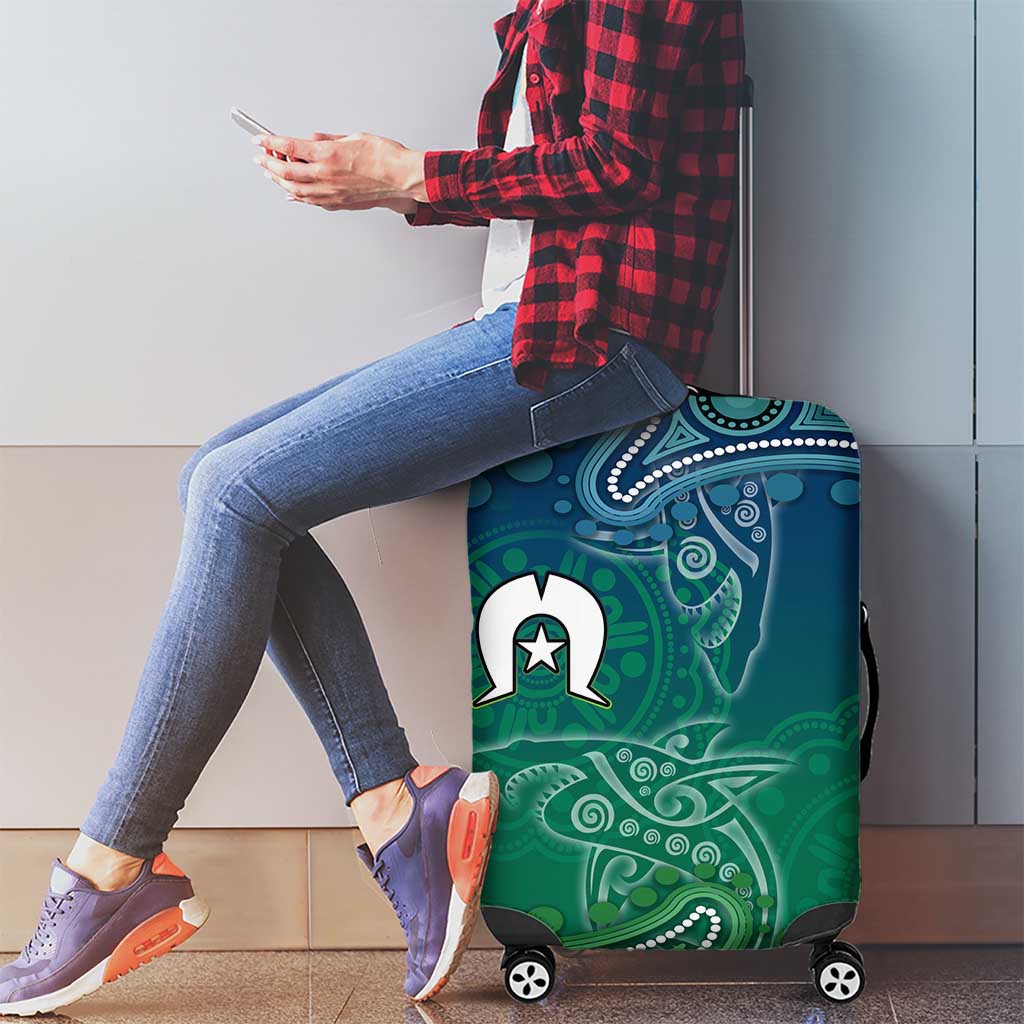 Torres Strait Islands Luggage Cover Shark Indigenous Australian Tribal Dot Art