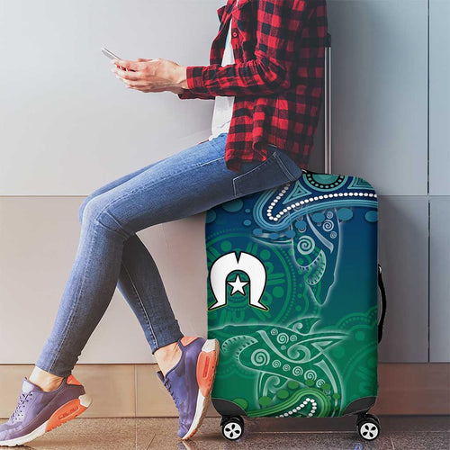 Torres Strait Islands Luggage Cover Shark Indigenous Australian Tribal Dot Art