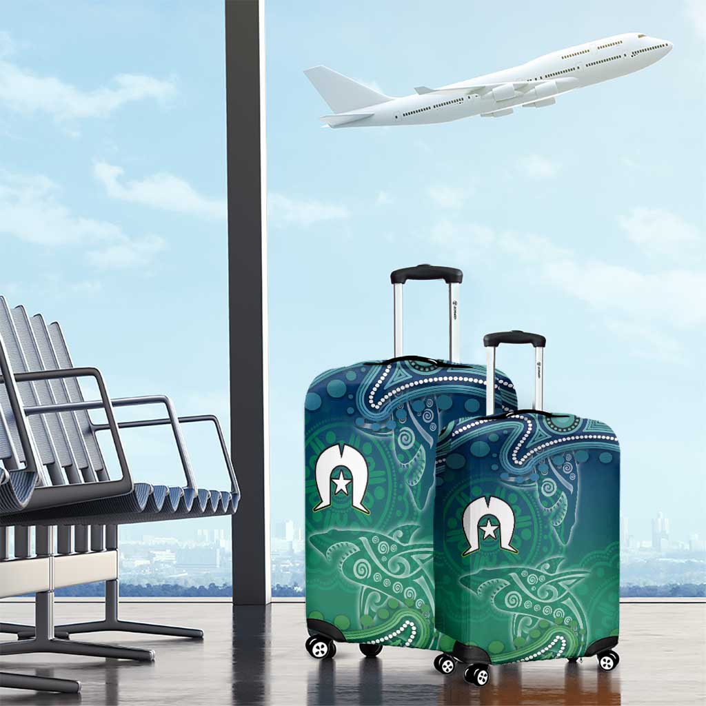 Torres Strait Islands Luggage Cover Shark Indigenous Australian Tribal Dot Art