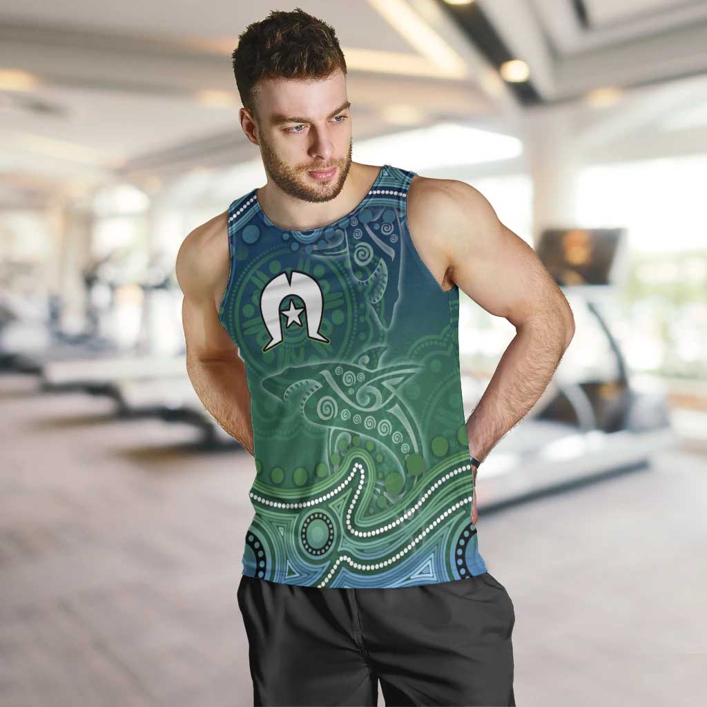 Torres Strait Islands Men Tank Top Shark Indigenous Australian Tribal Dot Art
