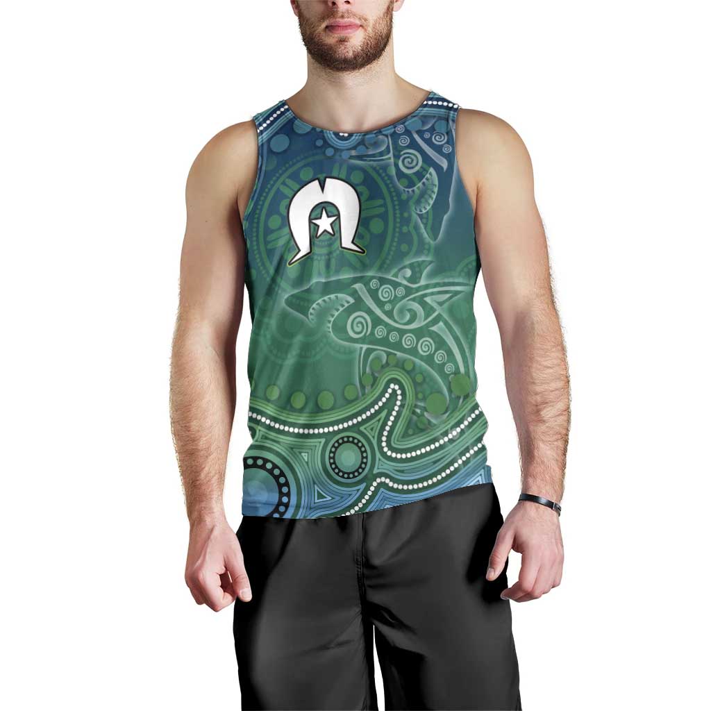 Torres Strait Islands Men Tank Top Shark Indigenous Australian Tribal Dot Art