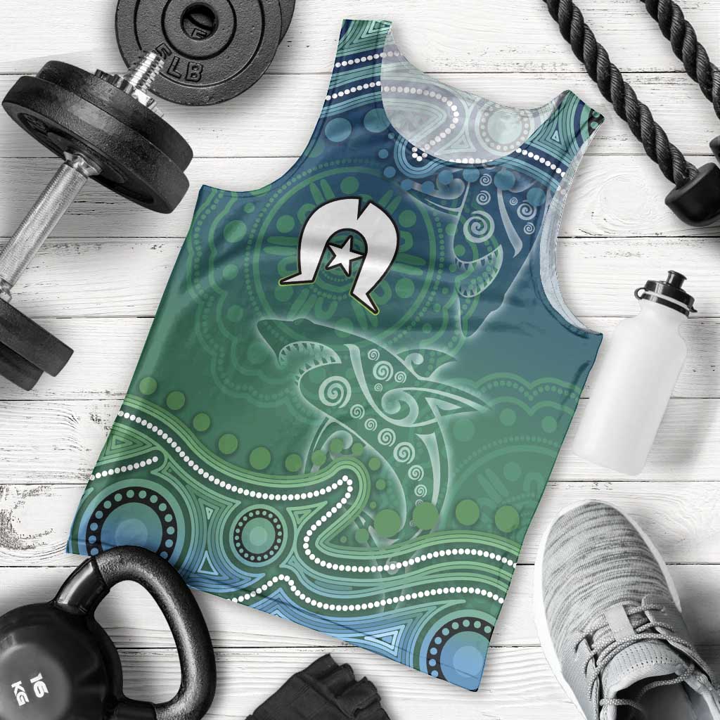 Torres Strait Islands Men Tank Top Shark Indigenous Australian Tribal Dot Art