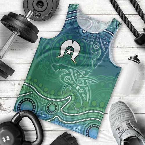 Torres Strait Islands Men Tank Top Shark Indigenous Australian Tribal Dot Art
