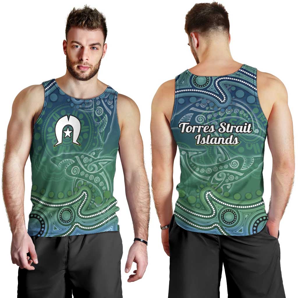 Torres Strait Islands Men Tank Top Shark Indigenous Australian Tribal Dot Art