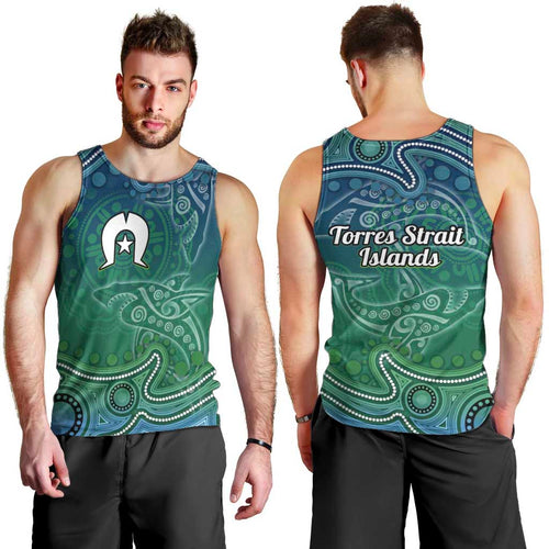 Torres Strait Islands Men Tank Top Shark Indigenous Australian Tribal Dot Art