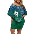 Torres Strait Islands Off Shoulder Short Dress Shark Indigenous Australian Tribal Dot Art