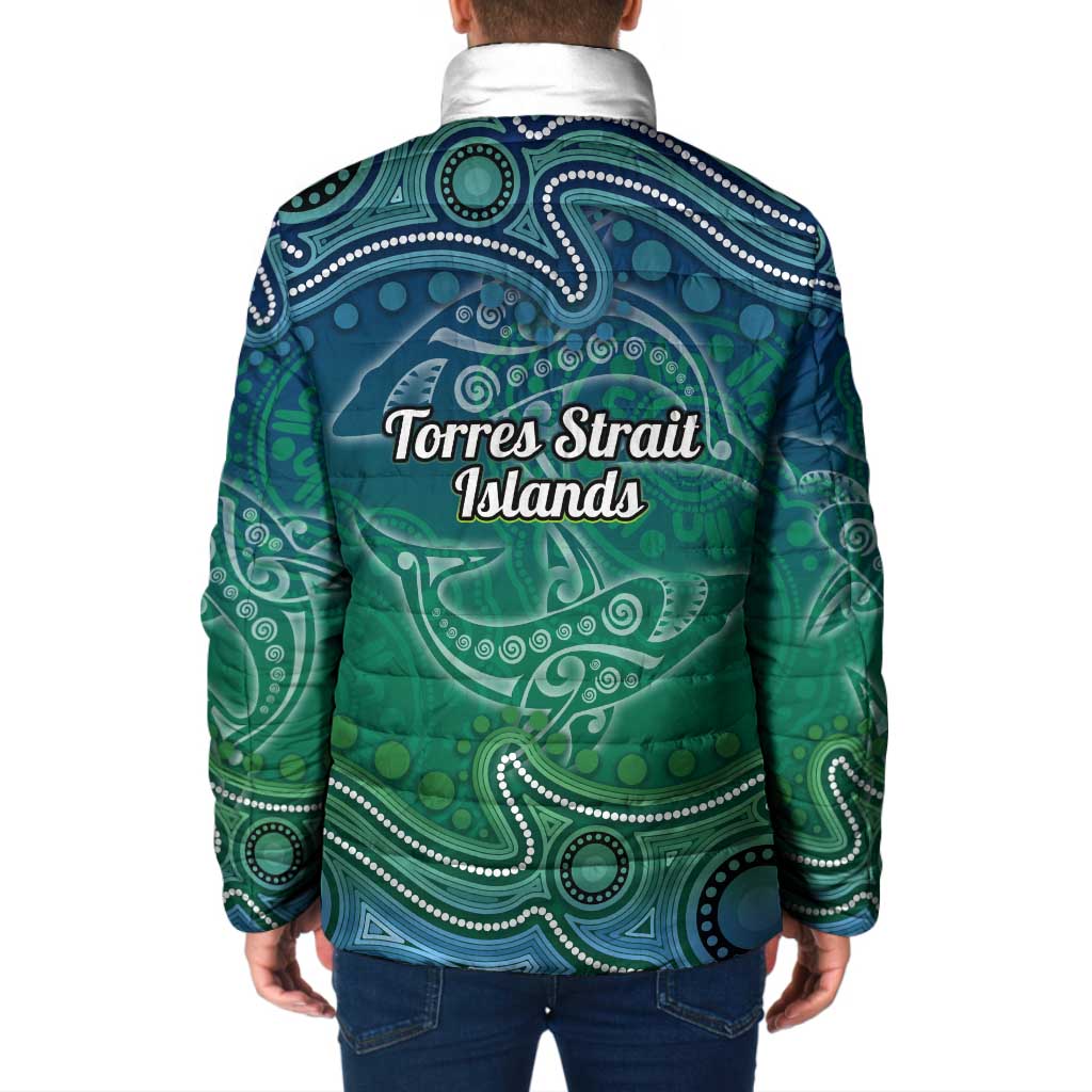 Torres Strait Islands Padded Jacket Shark Indigenous Australian Tribal Dot Art