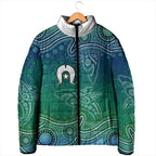 Torres Strait Islands Padded Jacket Shark Indigenous Australian Tribal Dot Art