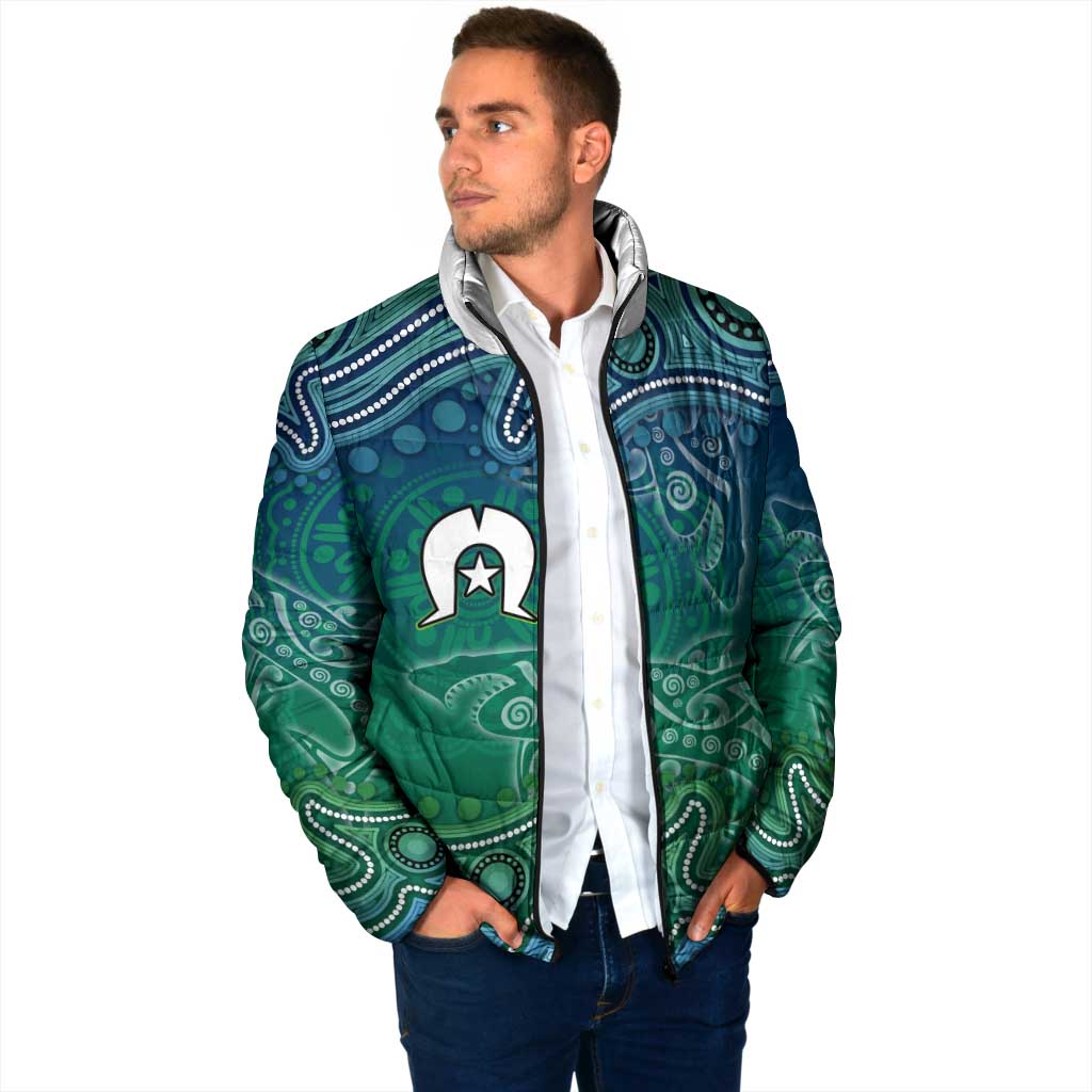Torres Strait Islands Padded Jacket Shark Indigenous Australian Tribal Dot Art