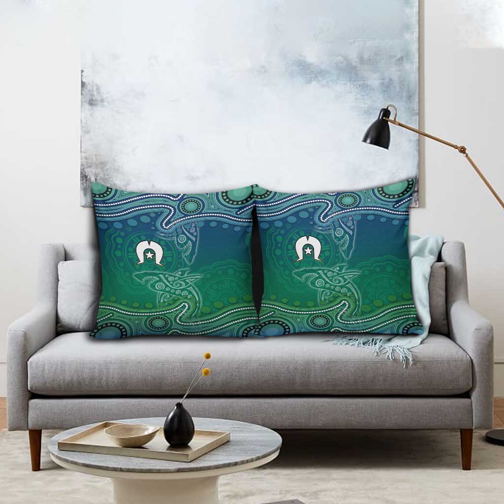 Torres Strait Islands Pillow Cover Shark Indigenous Australian Tribal Dot Art