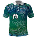 Torres Strait Islands Polo Shirt Shark Indigenous Australian Tribal Dot Art