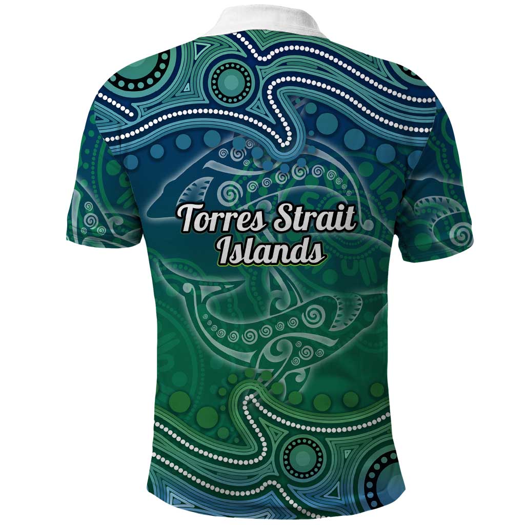 Torres Strait Islands Polo Shirt Shark Indigenous Australian Tribal Dot Art
