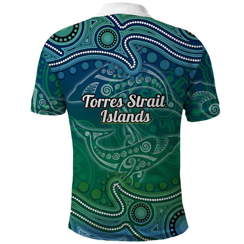 Torres Strait Islands Polo Shirt Shark Indigenous Australian Tribal Dot Art
