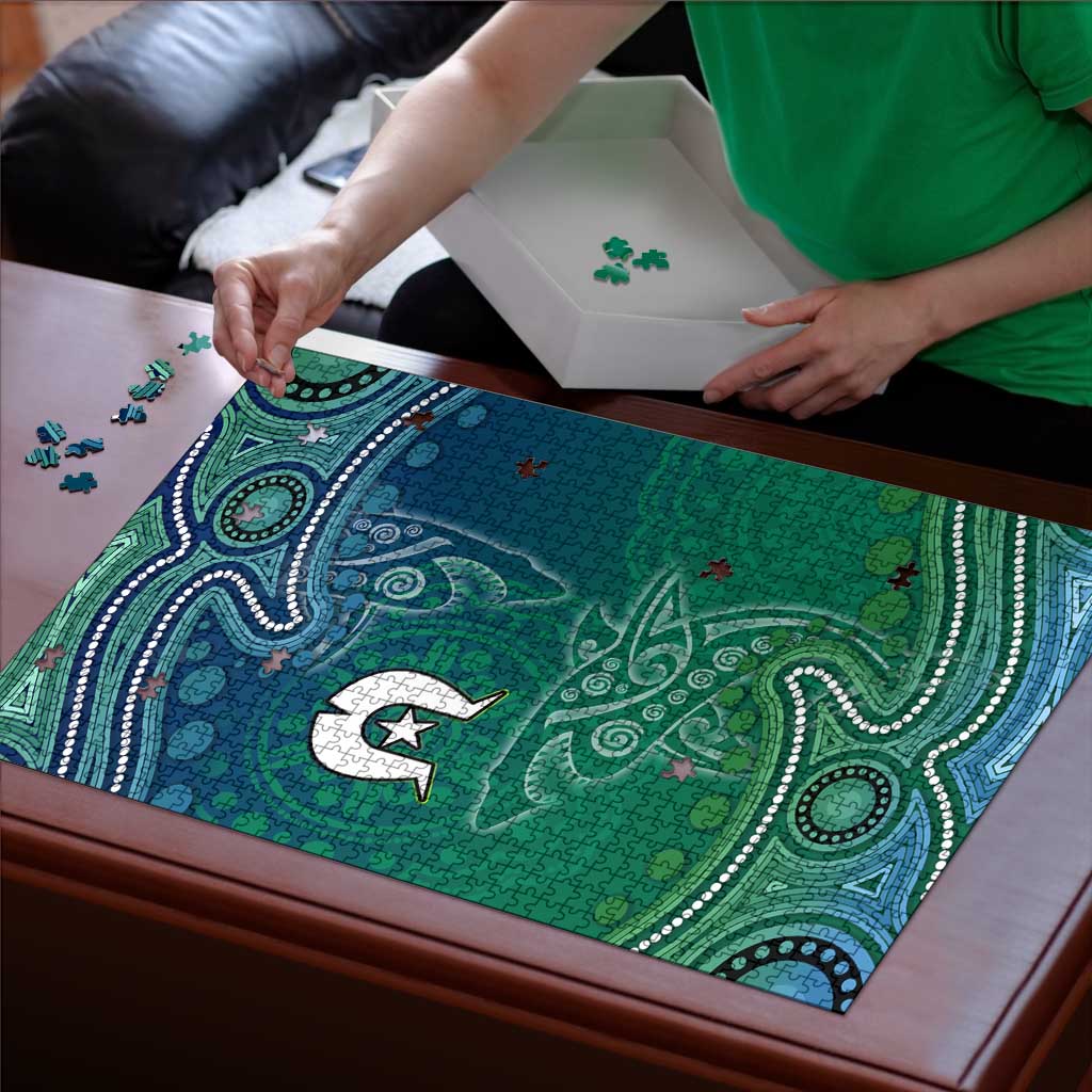 Torres Strait Islands Puzzle Shark Indigenous Australian Tribal Dot Art