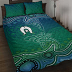Torres Strait Islands Quilt Bed Set Shark Indigenous Australian Tribal Dot Art
