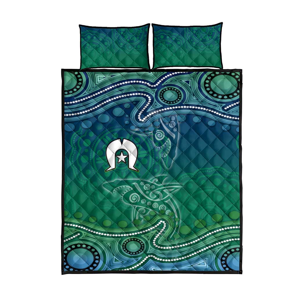 Torres Strait Islands Quilt Bed Set Shark Indigenous Australian Tribal Dot Art