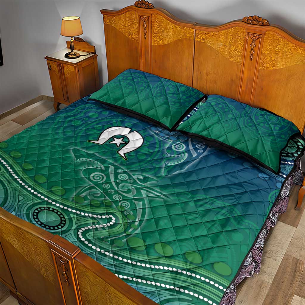 Torres Strait Islands Quilt Bed Set Shark Indigenous Australian Tribal Dot Art